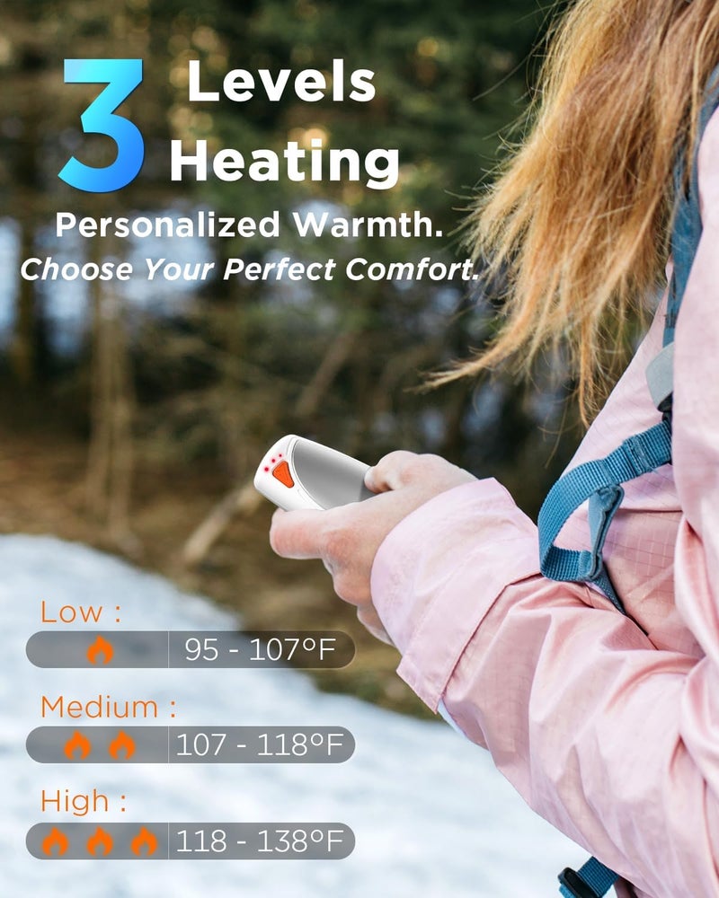 vimwing Hand Warmers Rechargeable with Charge Case, 2 Packs 14,000mAh Electric Hand Warmer Battery Powered Dual Sided Reusable Long Battery Life Portable Pocket Heater Gifts for Men Women Golf, Hunting Gear - Image 4